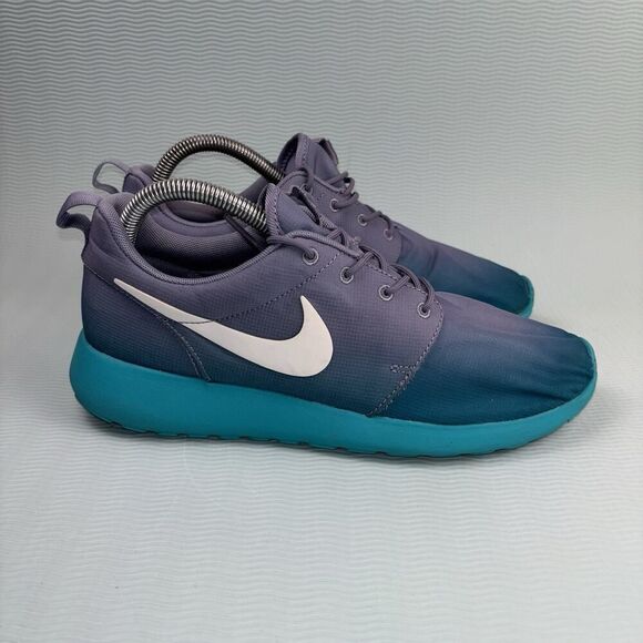Nike Roshe Run Shoes Sneakers Women’s Size 9 599432-500 Gray Purple Teal - Picture 1 of 9
